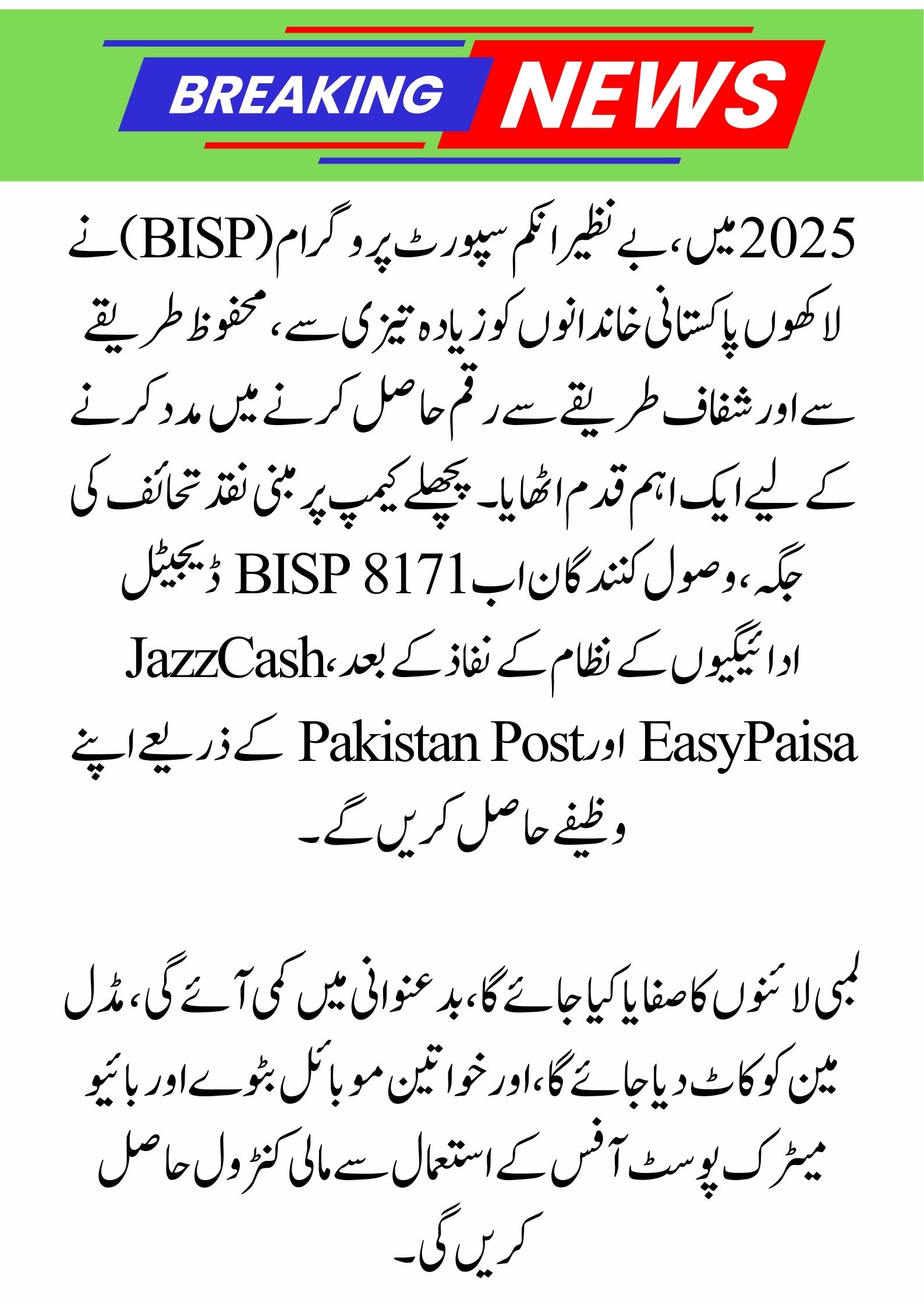 BISP 8171 Digital Payments 2025